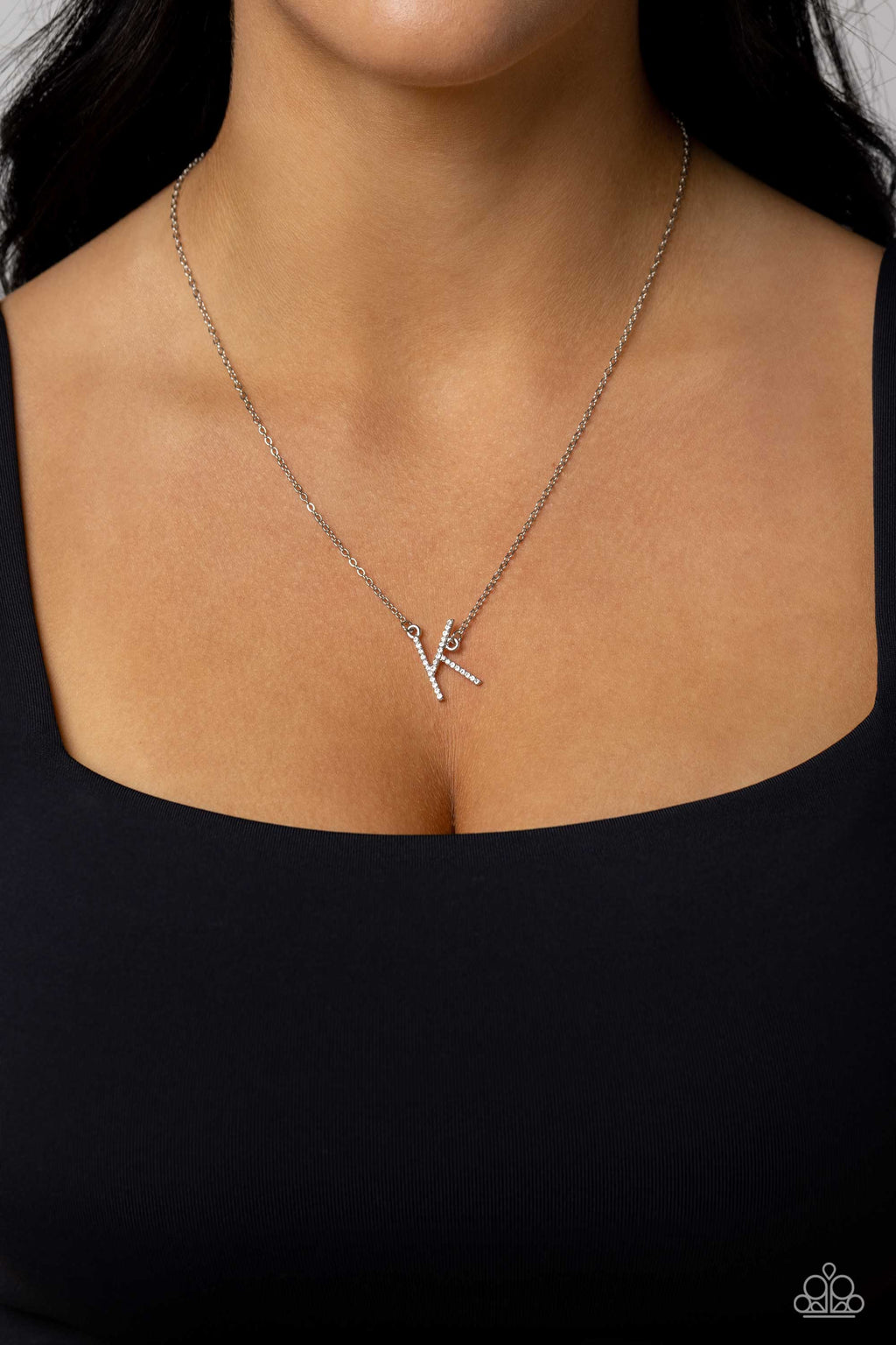 INITIALLY Yours - K - White Necklace - Paparazzi Accessories