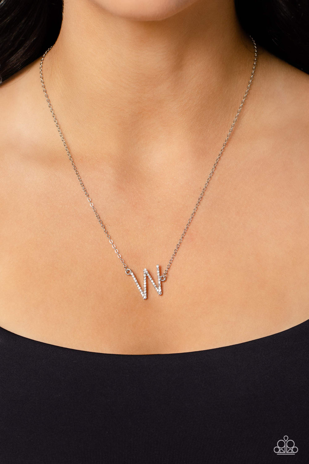 INITIALLY Yours - W - White Necklace - Paparazzi Accessories