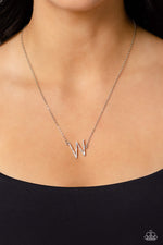 INITIALLY Yours - W - White Necklace - Paparazzi Accessories