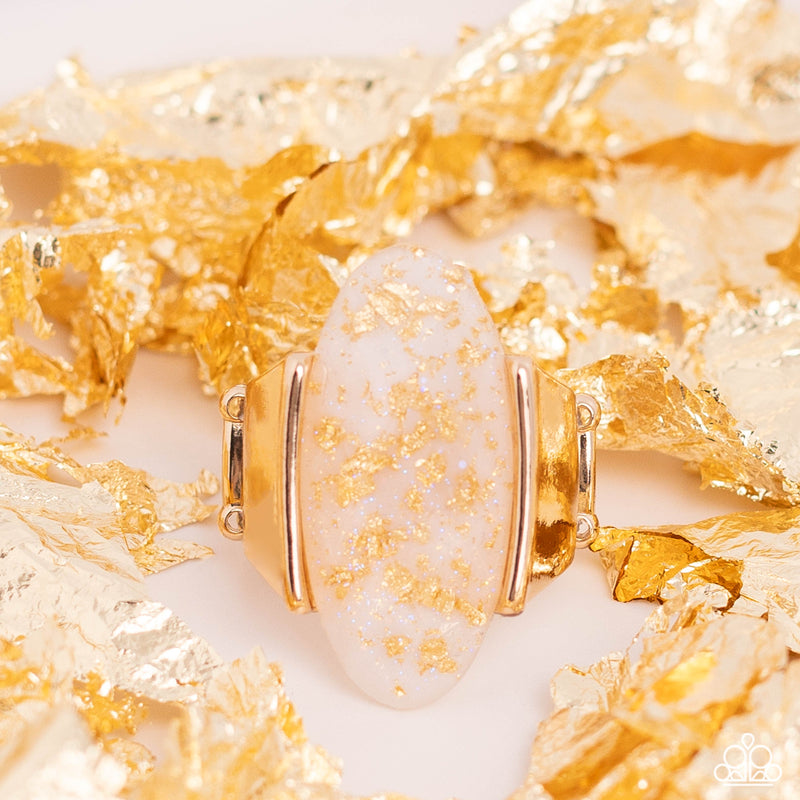 Shimmery Sovereign - White Ring - Paparazzi Accessories