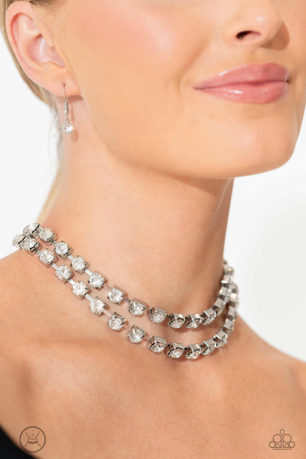 Glistening Gallery - White Necklace - Paparazzi Accessories
