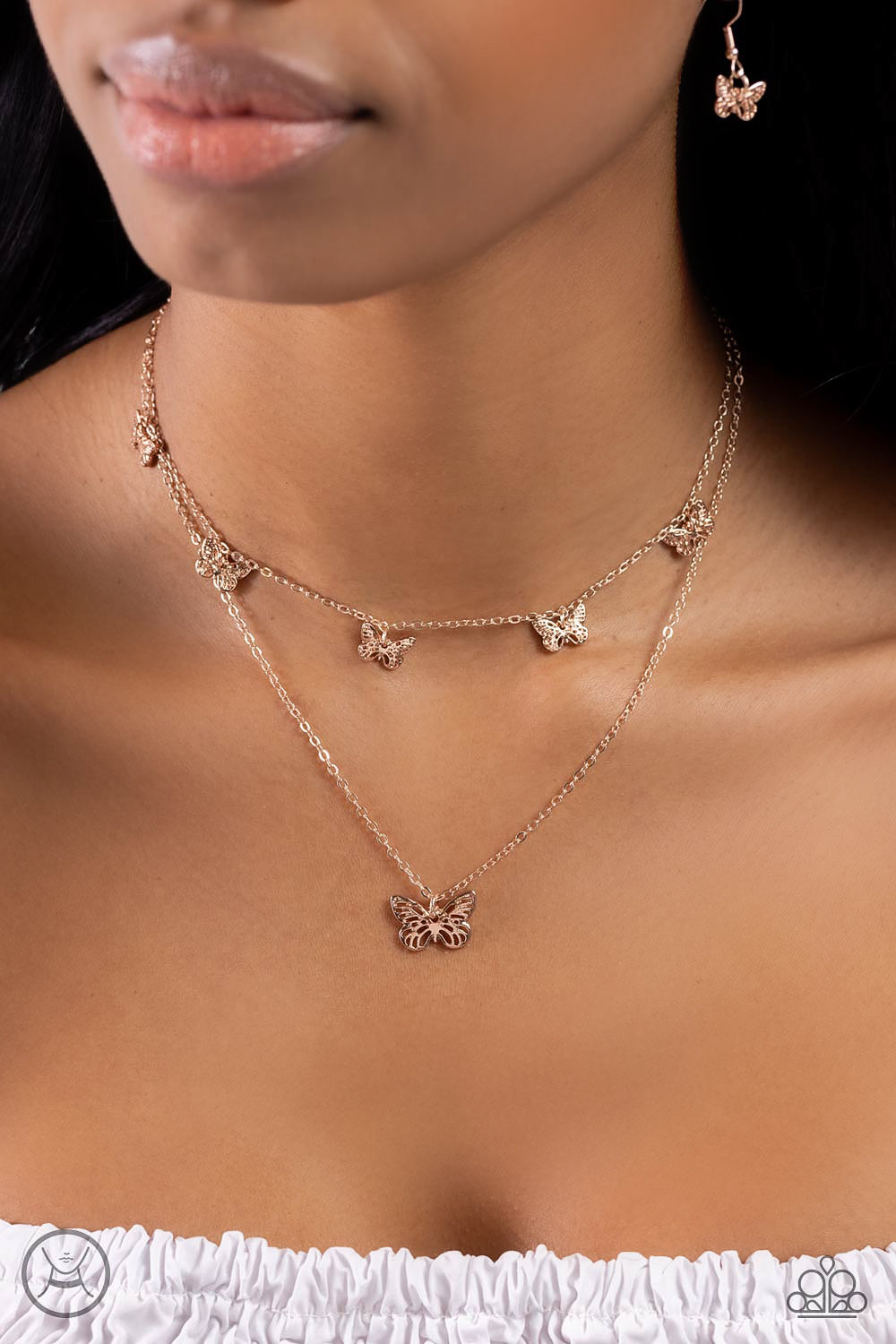 Butterfly Beacon - Rose Gold Necklace - Paparazzi Accessories