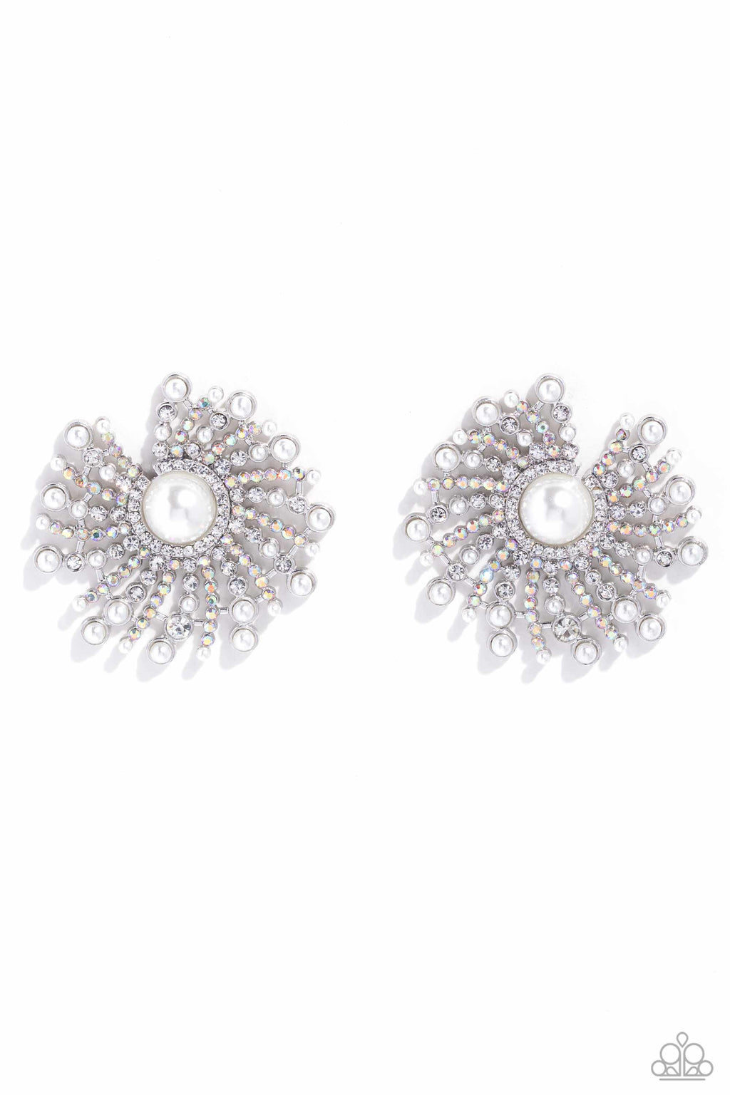 five-dollar-jewelry-fancy-fireworks-white-post earrings-paparazzi-accessories