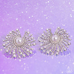 Fancy Fireworks - White Post Earrings - Paparazzi Accessories