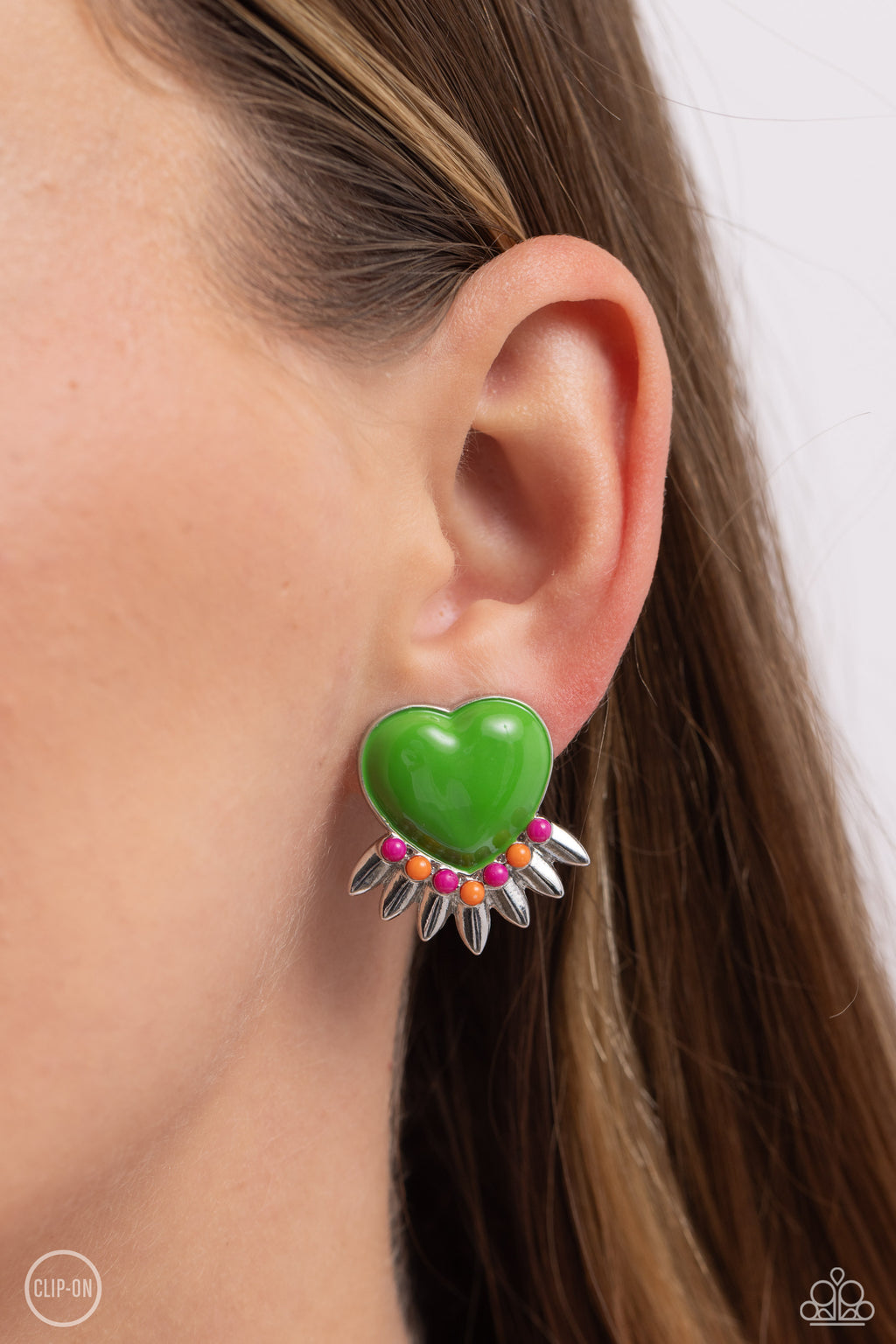 Spring Story - Green Clip-On - Paparazzi Accessories