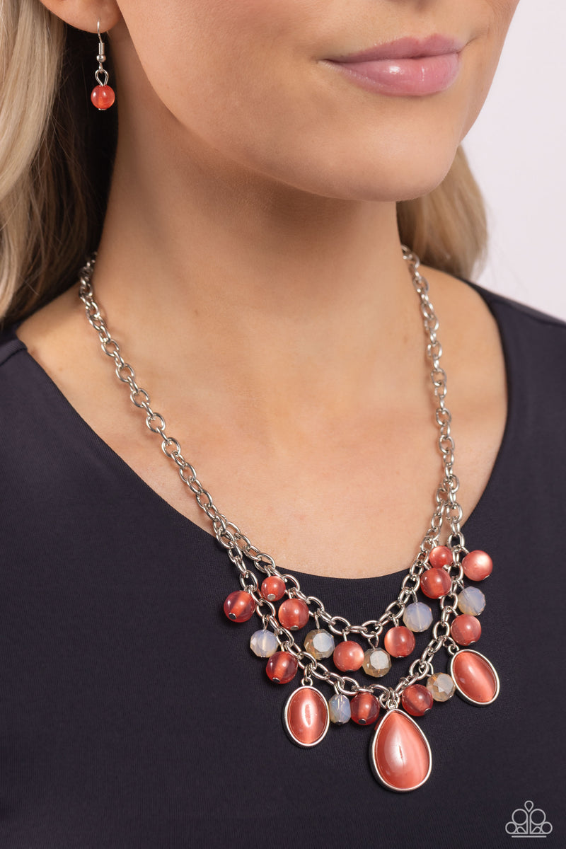 Dewy Disposition - Orange Necklace - Paparazzi Accessories