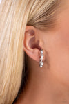 Sliding Shimmer - White Post Earrings - Paparazzi Accessories
