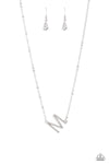 INITIALLY Yours - Silver - Complete Set Necklace - Paparazzi Accessories