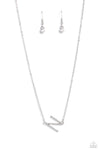 INITIALLY Yours - Silver - Complete Set Necklace - Paparazzi Accessories