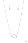 INITIALLY Yours - Silver - Complete Set Necklace - Paparazzi Accessories