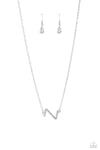 INITIALLY Yours - Silver - Complete Set Necklace - Paparazzi Accessories