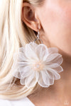 Cosmopolitan Chiffon - White Earrings - Paparazzi Accessories