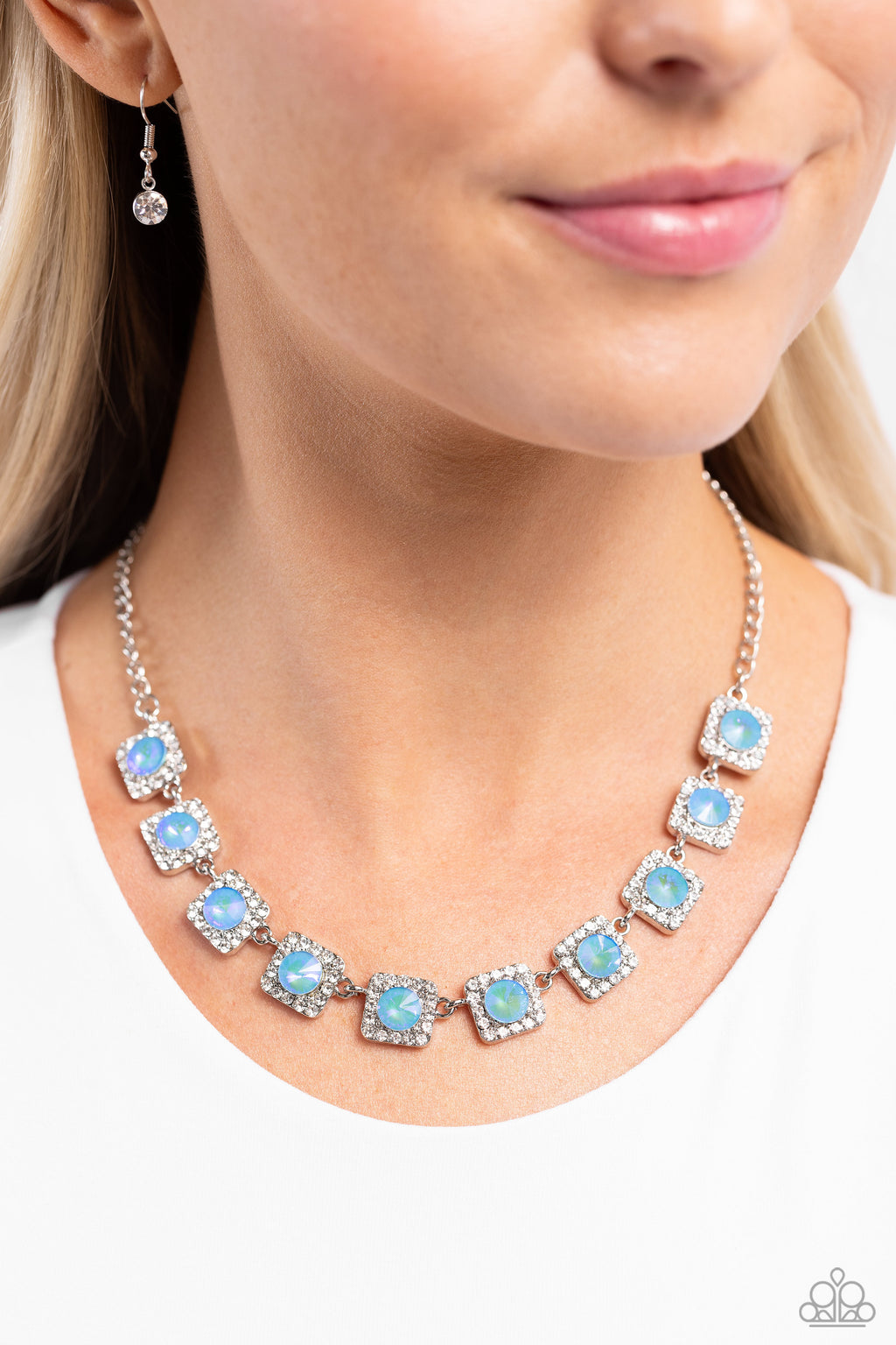 Jump SQUARE - Blue Necklace - Paparazzi Accessories